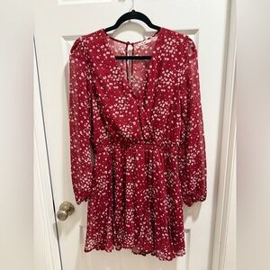 Mi Ami Burgundy Floral Long Sleeve Dress